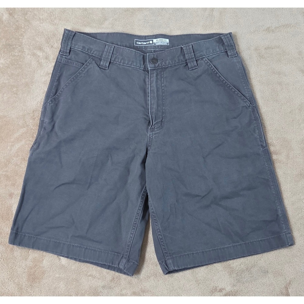Carhartt Relaxed Fit Canvas Shorts Mens 34 Gray Rugged Flex BS2514-M